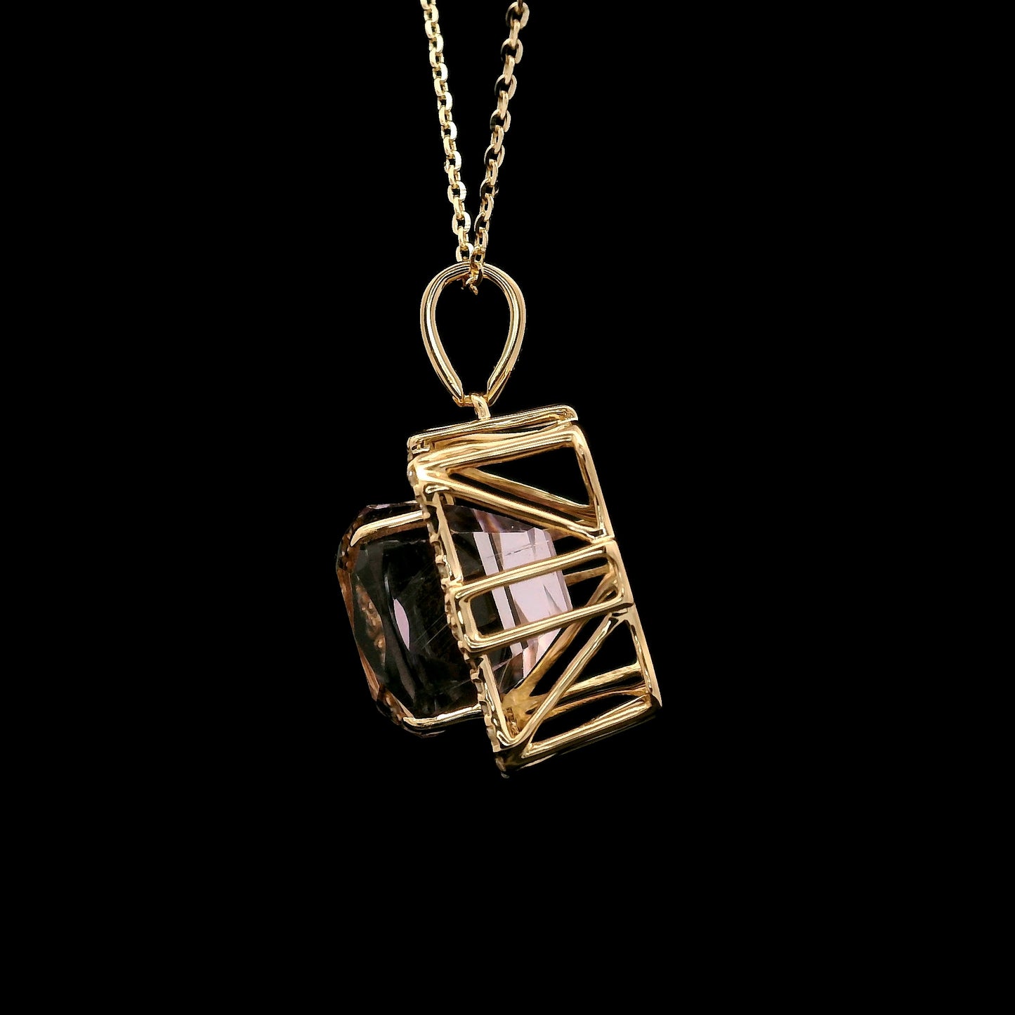 7.95 Ct Cushion Kunzite 14K Gold Pendant