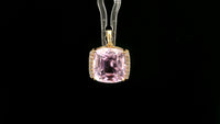 9.32 Ct Cushion Mixed Cut Natural Spodumene Kunzite 14K Gold Pendant