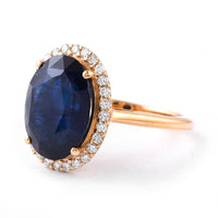 7.54 Ct Oval Blue Sapphire 18K Gold Ring
