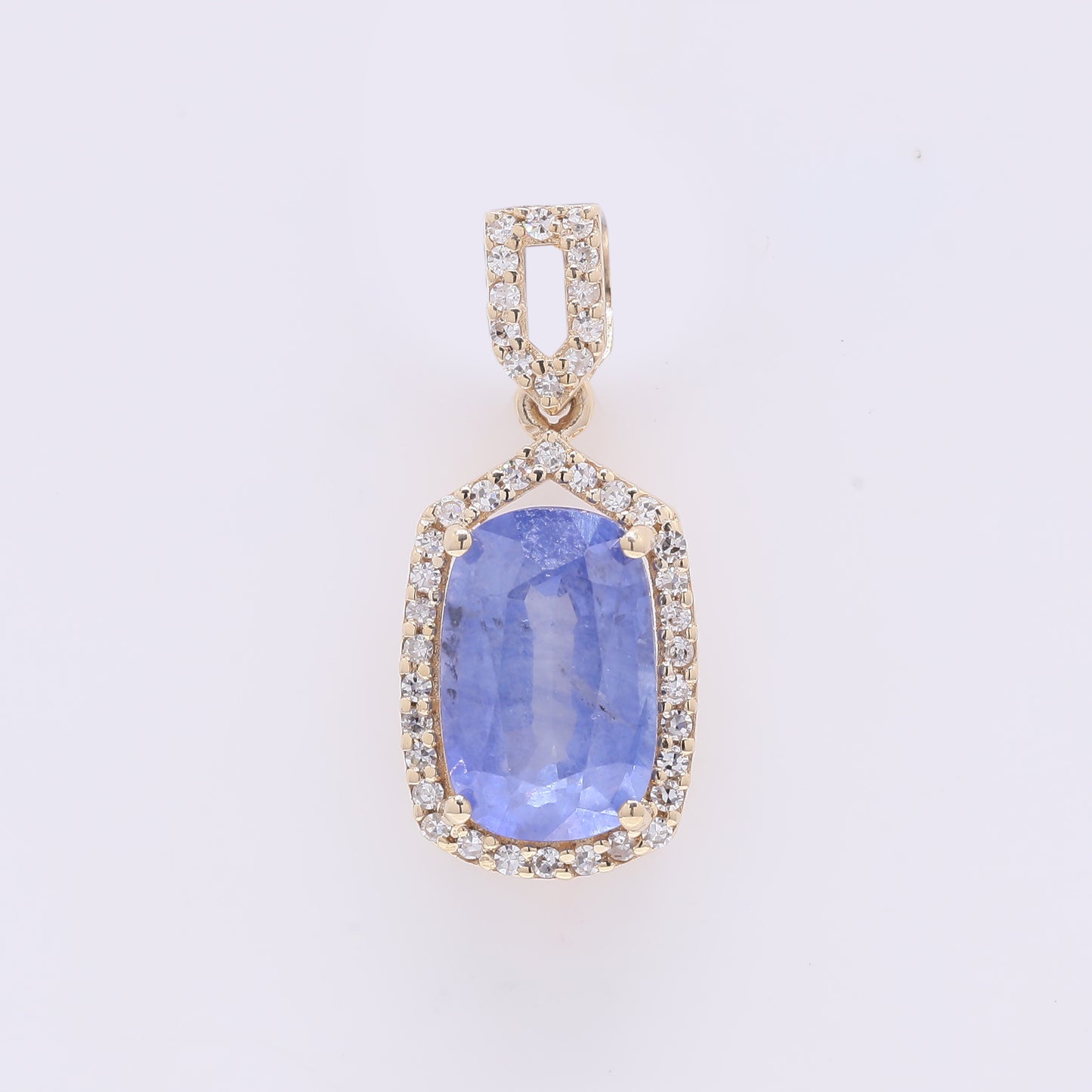 2.65 Ct Cushion Mixed Cut Natural Sapphire 14K Gold Pendant