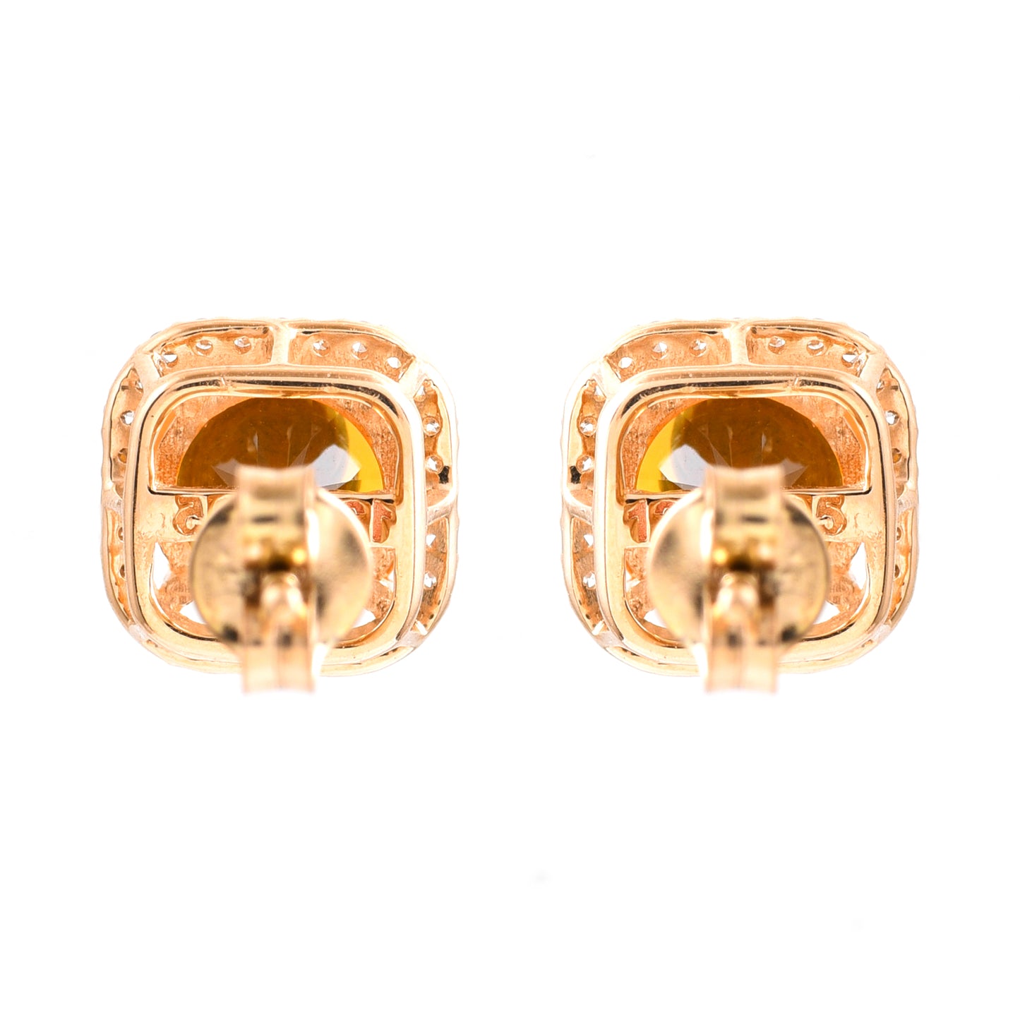1.87 Ct Round Mixed Cut Natural Fire Opal 14K Gold Earrings