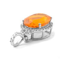 1.78 Ct Oval Mixed Cut Natural Fire Opal 950 Platinum Pendant