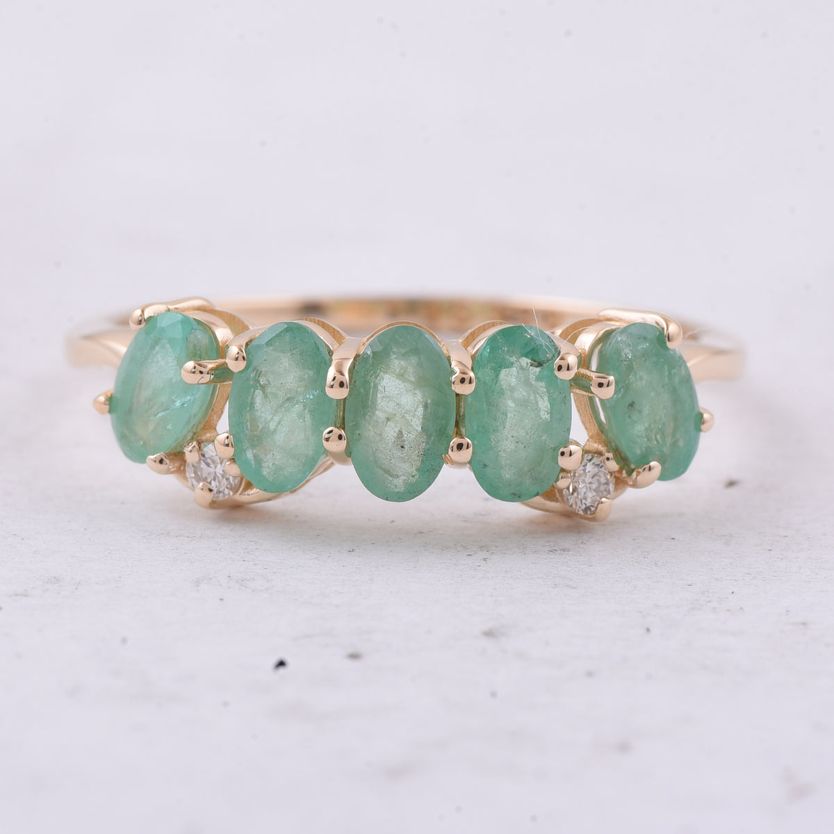1.19 Ct Oval Natural Emerald 14K Gold Ring