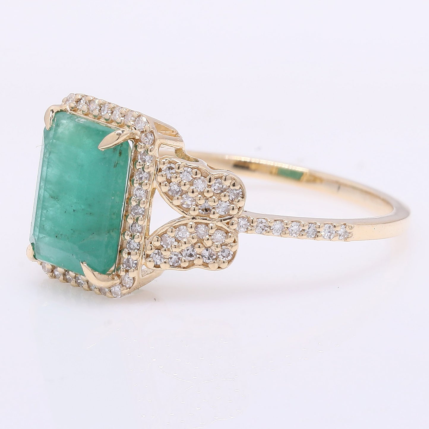 2.42 Ct Octagon Step Cut Natural Emerald 14K Gold Ring