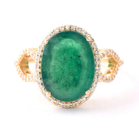 4.90 Ct Oval Mixed Cut Natural Emerald 14K Gold Ring