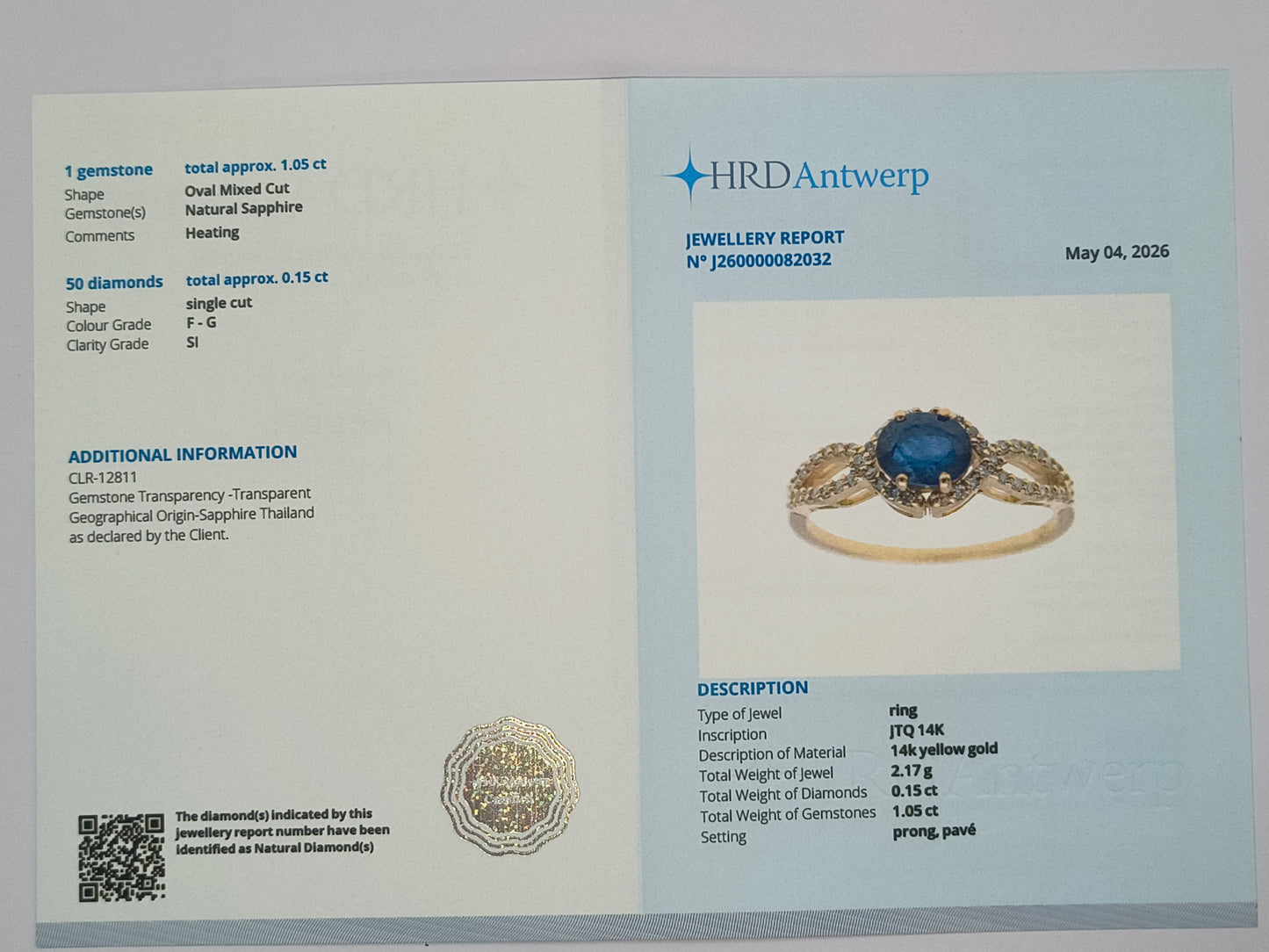 1.20 Ct Oval Mixed Cut Natural Sapphire 14K Gold Ring