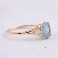 1.40 Ct Oval Natural Aquamarine 14K Gold Ring