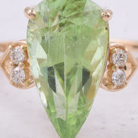 5.04 Ct Pear Natural Peridot 14K Gold Ring