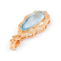 1.51 Ct Pear Mixed Cut Natural Aquamarine 14K Gold Pendant