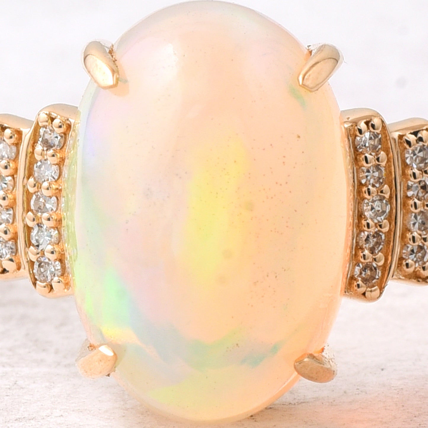 4.03 Ct Oval Cabochon Cut Natural Opal 14K Gold Ring