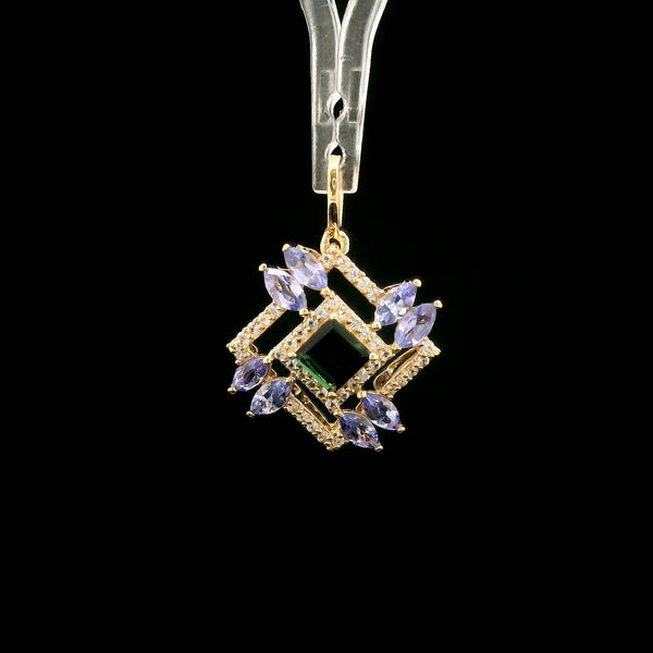1.08 Ct Square Tourmaline 14K Gold Pendant