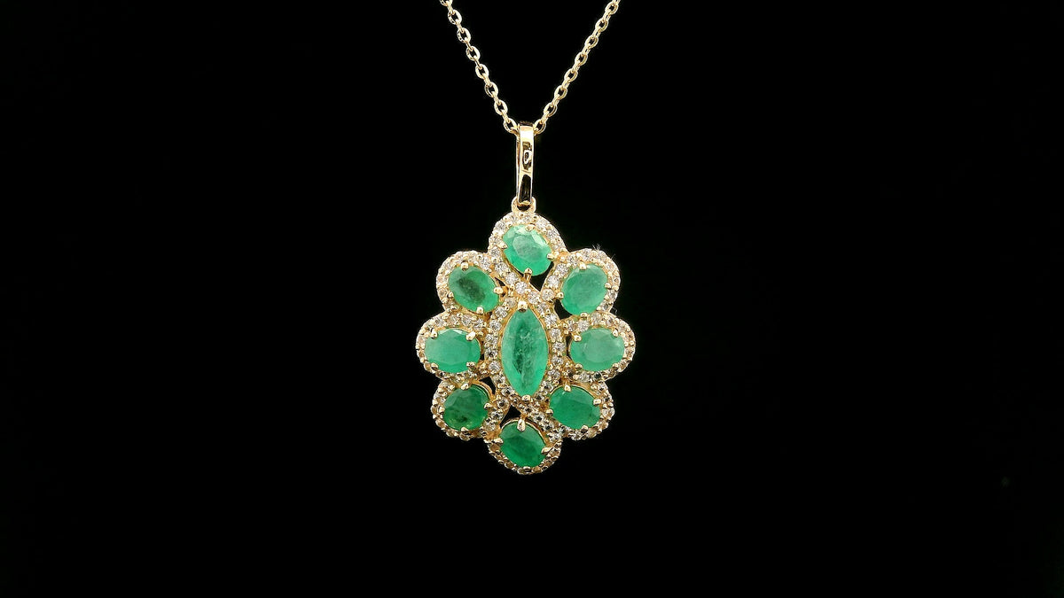 1.98 Ct Marquise Emerald 14K Gold Pendant