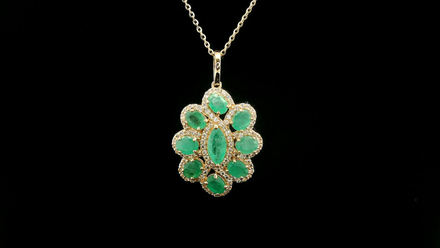 1.98 Ct Marquise Emerald 14K Gold Pendant