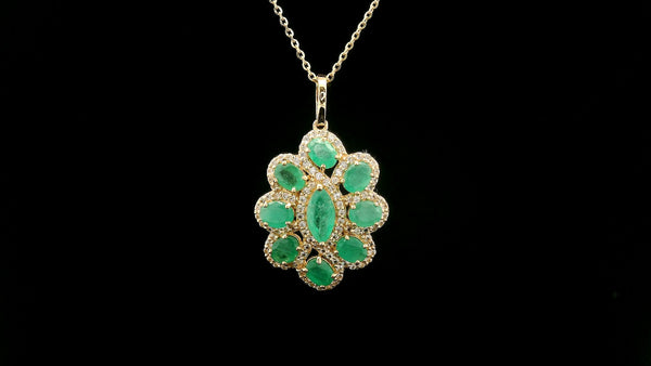 1.98 Ct Marquise Emerald 14K Gold Pendant