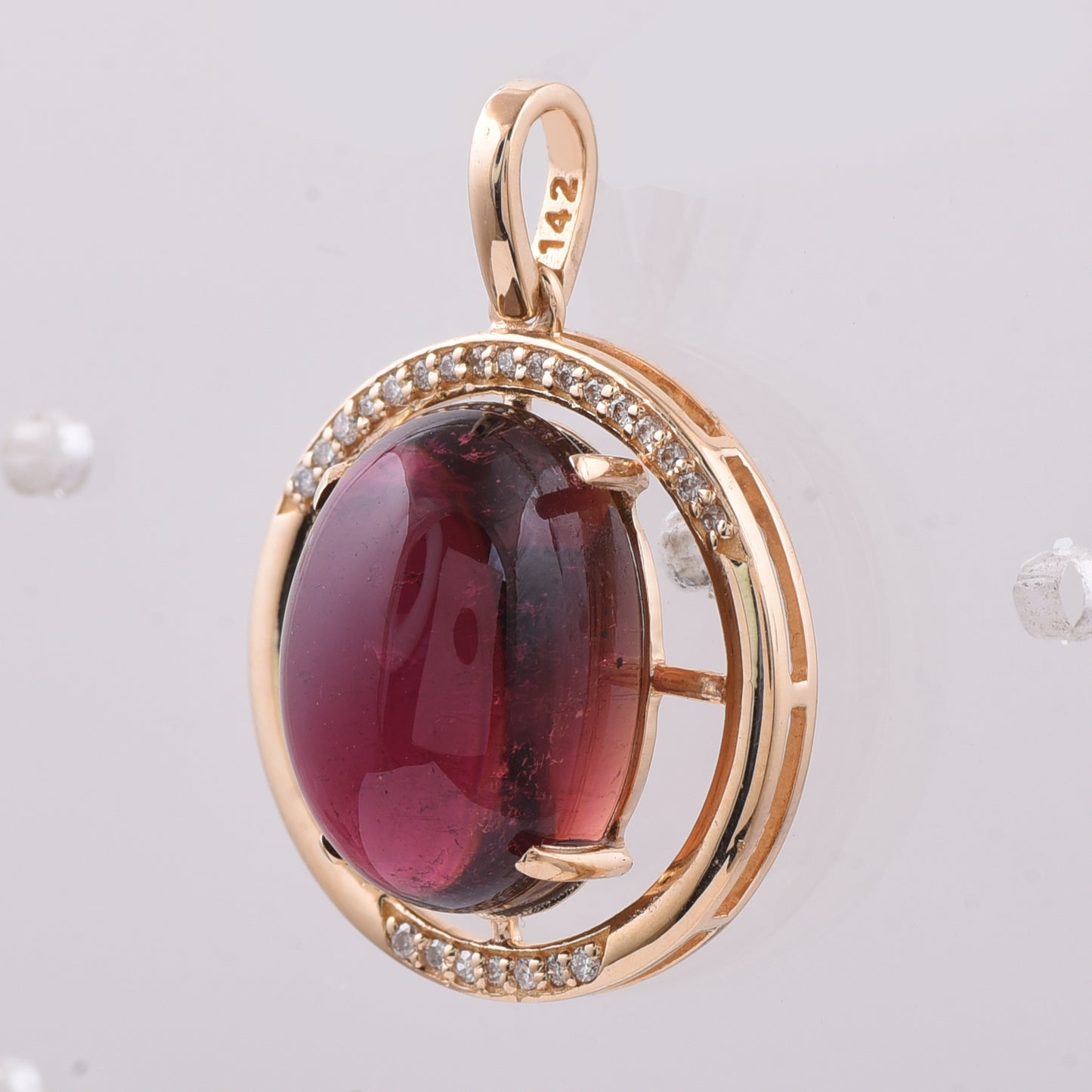 9.05 Ct Oval Cabochon Cut Natural Tourmaline 14K Gold Pendant