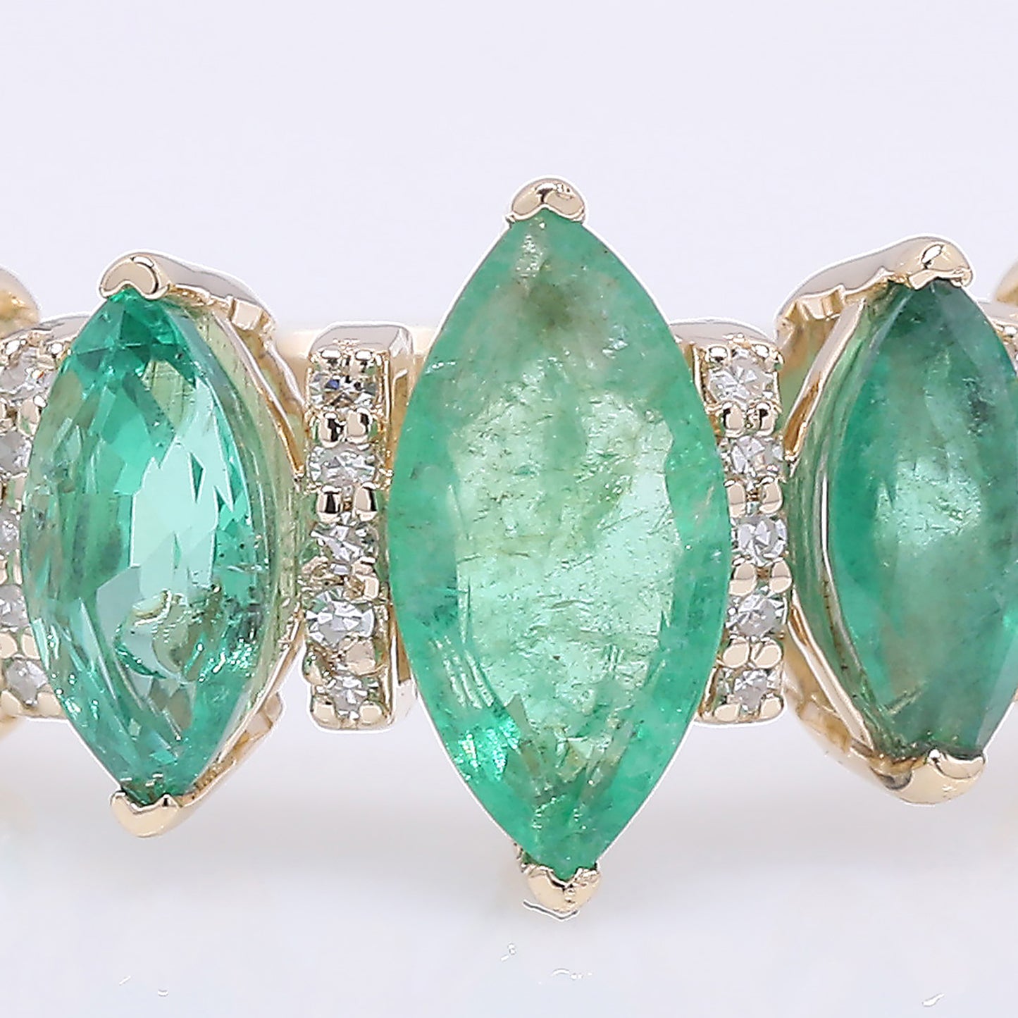2.23 Ct Marquise Mixed Cut Natural Emerald 14K Gold Ring