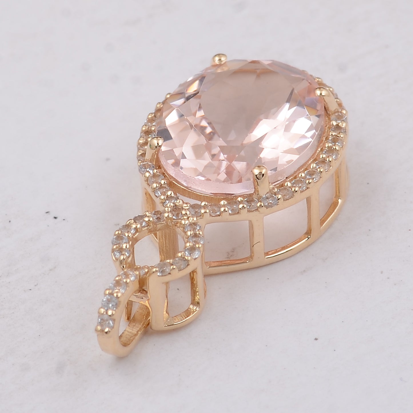 3.56 Ct Oval Morganite 9K Gold Pendant