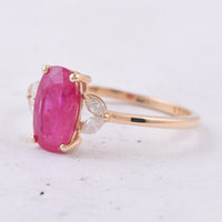 1.75 Ct Oval Natural Ruby 14K Gold Ring
