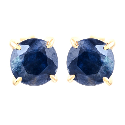 1.40 Ct Round Sapphire 14K Gold Earrings