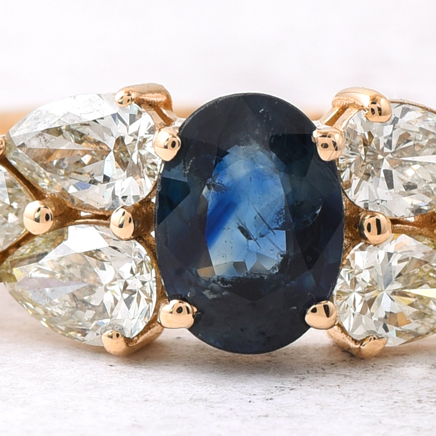 1.82 Ct Oval Mixed Cut Natural Sapphire 14K Gold Ring