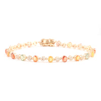 4.47 Ct Oval Multi Sapphire 14K Gold Bracelet