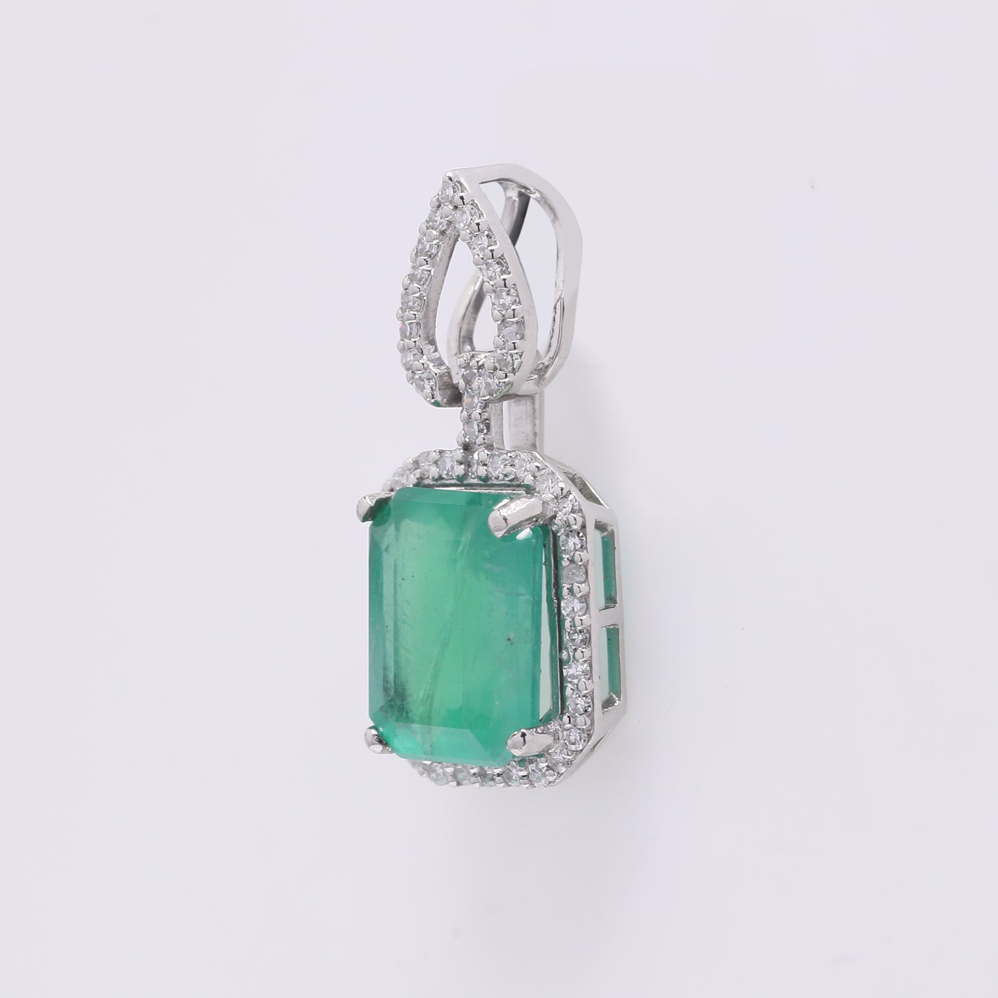 2.27 Ct Octagon Step Cut Natural Emerald 950 Platinum Pendant