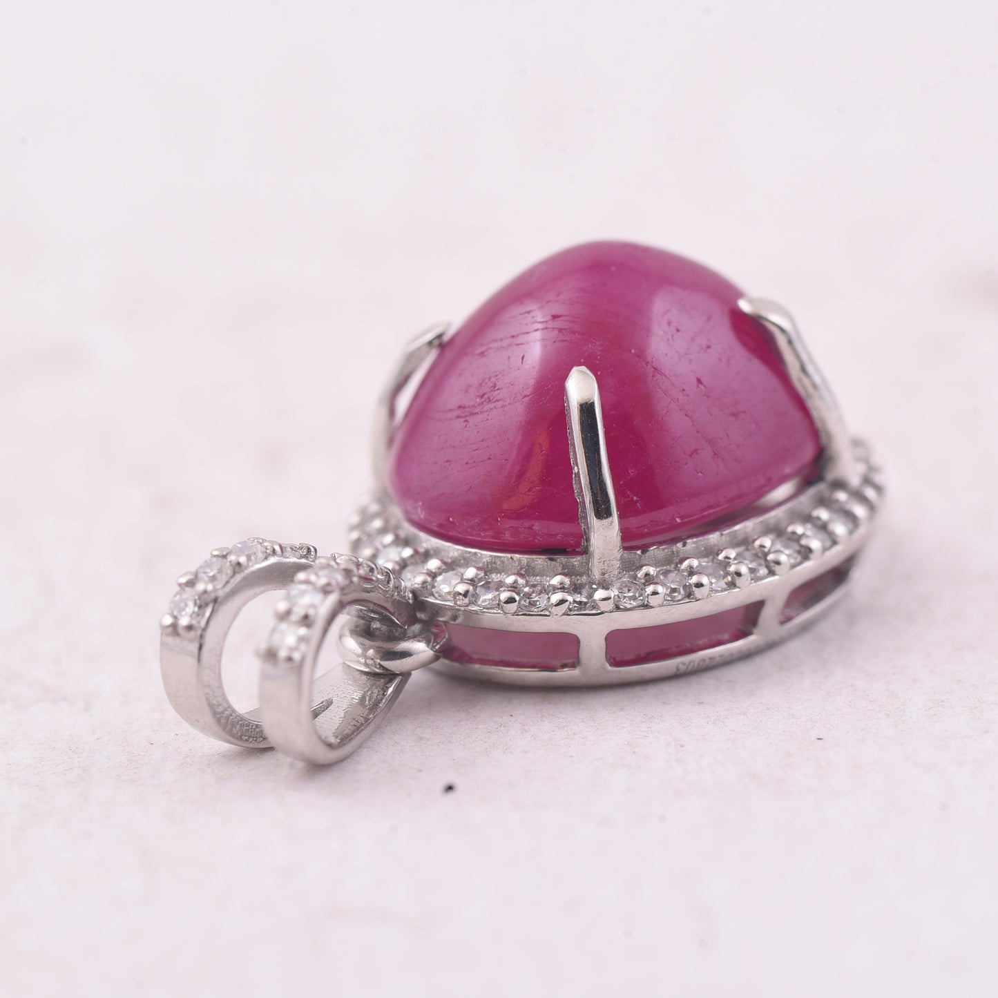 5.43 Ct Oval Cabochon Cut Natural Ruby 950 Platinum Pendant