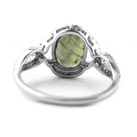 2.21 Ct Oval Mixed Cut Natural Green Sapphire 950 Platinum Ring