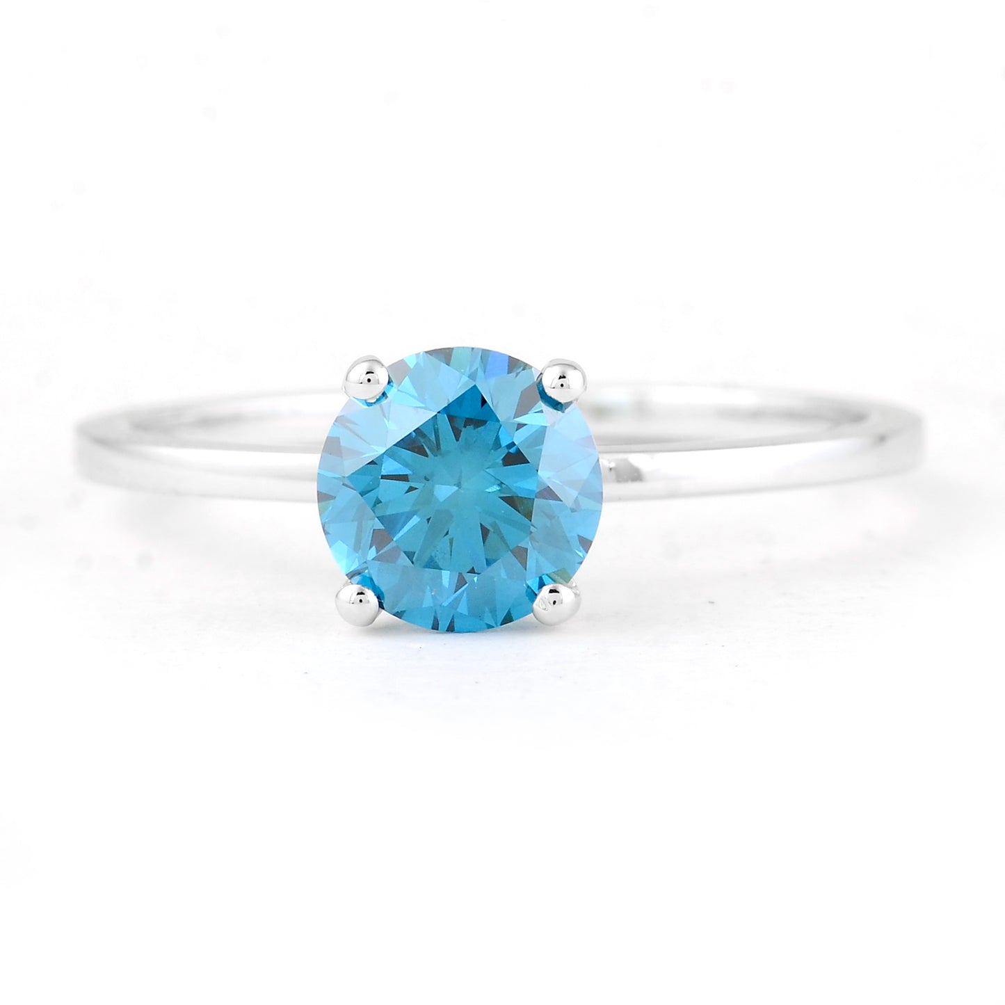 1.02 Carats Blue Lab Grown Diamond 14K Gold Ring