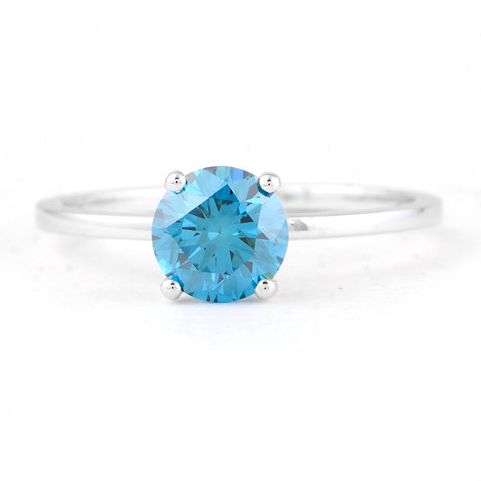 1.02 Carats Blue Lab Grown Diamond 14K Gold Ring
