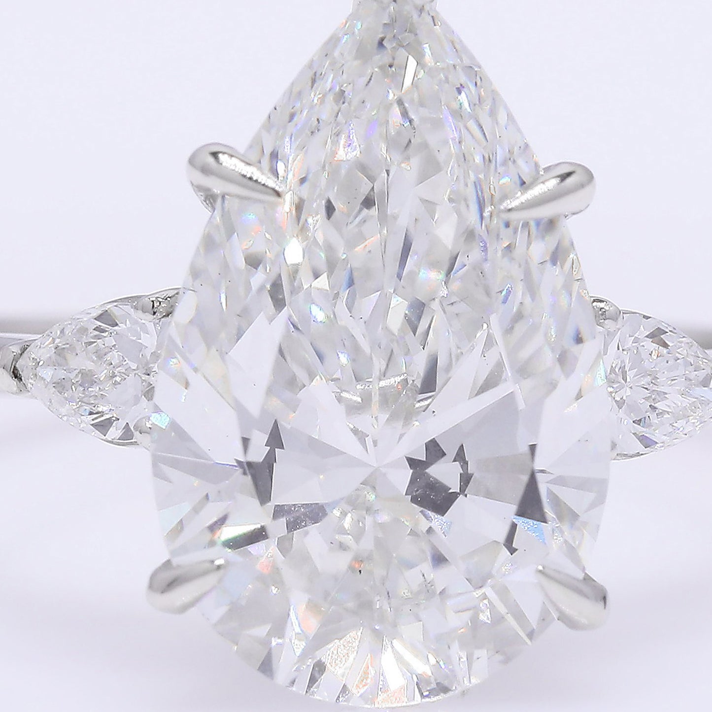 4.04 Ct Pear Brilliant Lab Grown Diamond 950 Platinum Ring