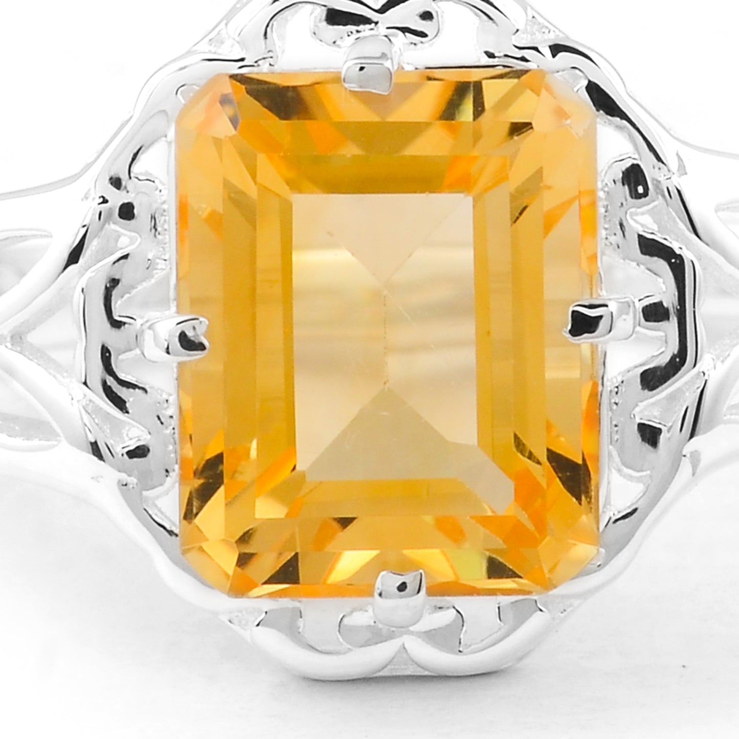 3.54 Ct Octagon Citrine 925 Sterling Silver Ring