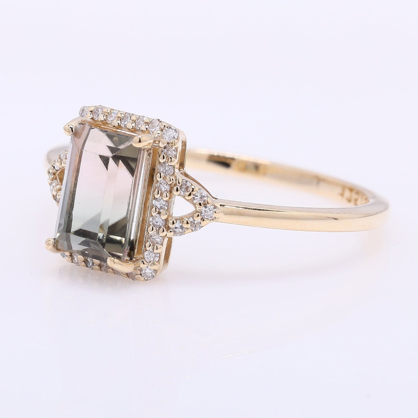 1.46 Ct Rectangle Step Cut Natural Watermelon Tourmaline 14K Gold Ring