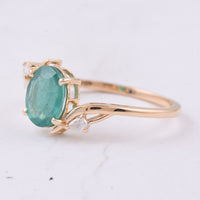 1.53 Ct Oval Natural Emerald 14K Gold Ring