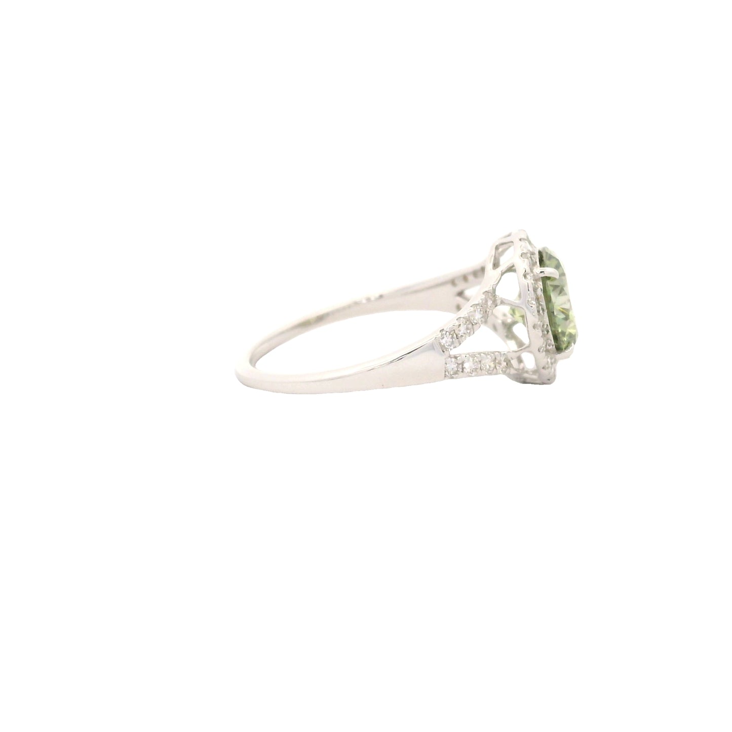 1.97 Carats Green Lab Grown Diamond 14K Gold Ring