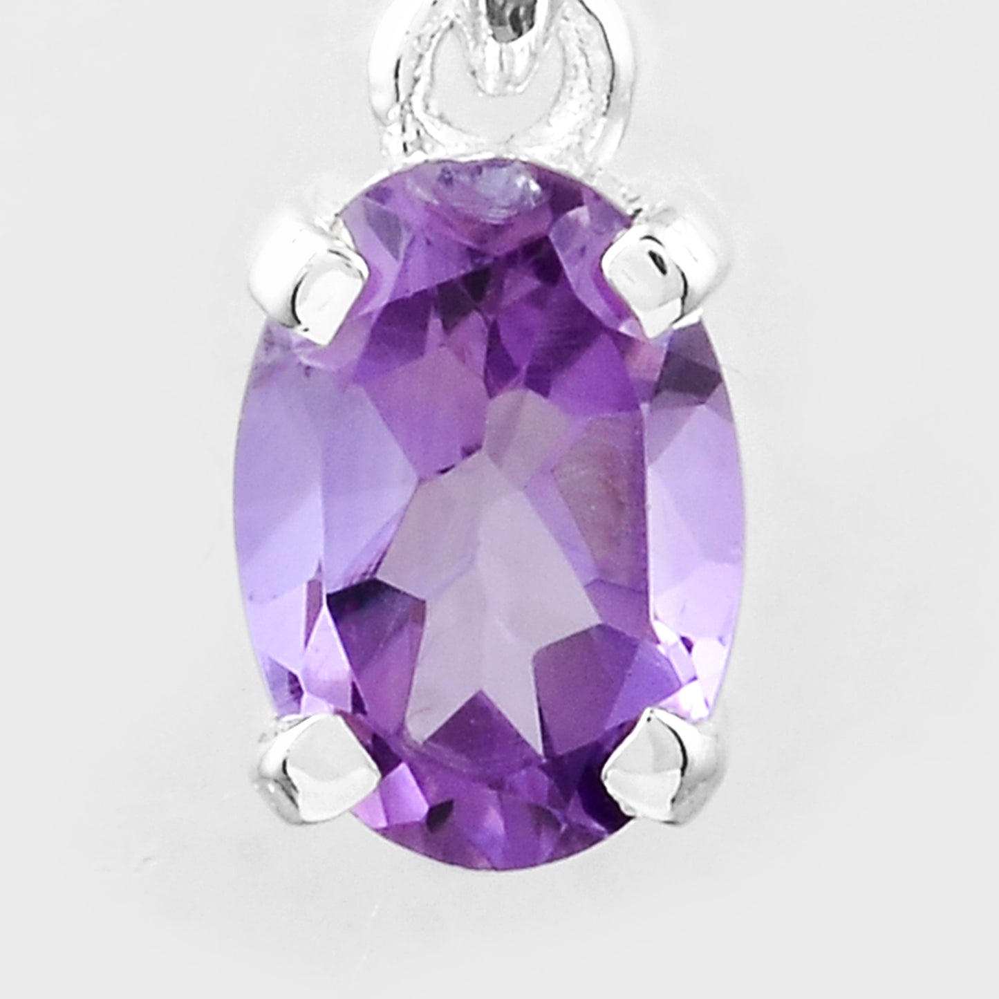 0.74 Ct Oval Amethyst, 925 Sterling Silver Pendant