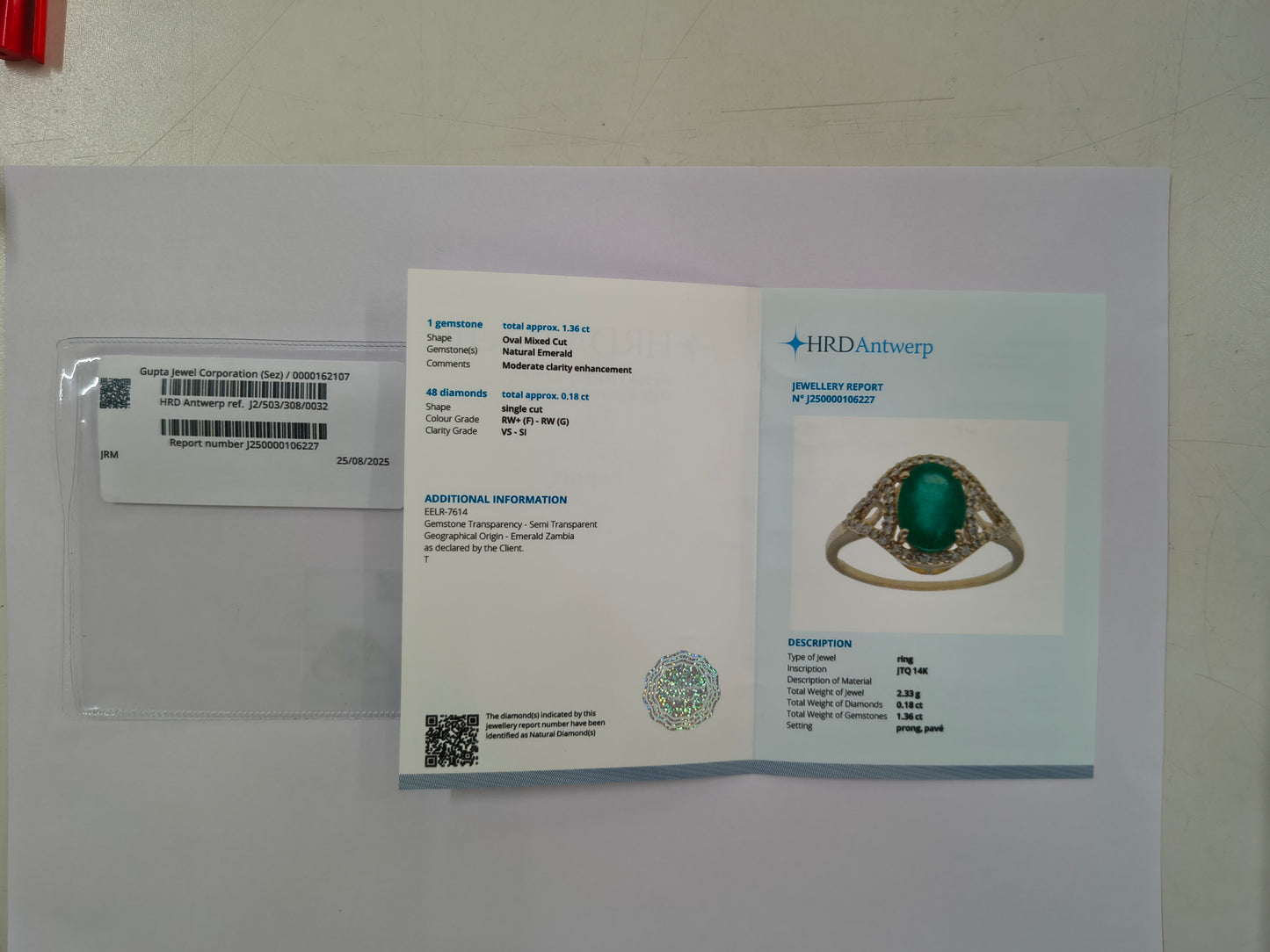 1.54 Ct Oval Mixed Cut Natural Emerald 14K Gold Ring