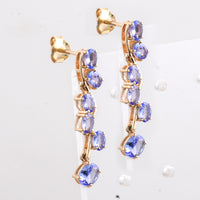 2.15 Ct Oval Natural Tanzanite 14K Gold Earrings