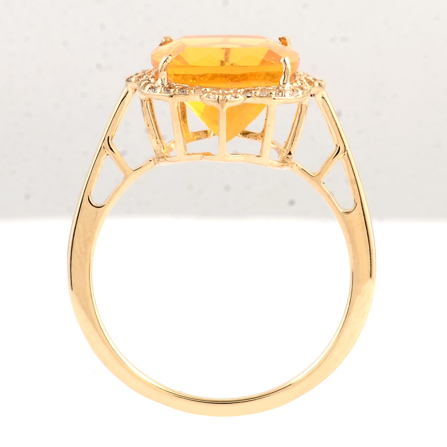 2.94 Ct Cushion Mixed Cut Natural Fire Opal 14K Gold Ring
