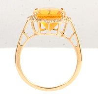 2.94 Ct Cushion Mixed Cut Natural Fire Opal 14K Gold Ring