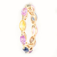 2.76 Carat Marquise Mixed Cut Natural Corundum Multi Sapphire 14K Gold Ring