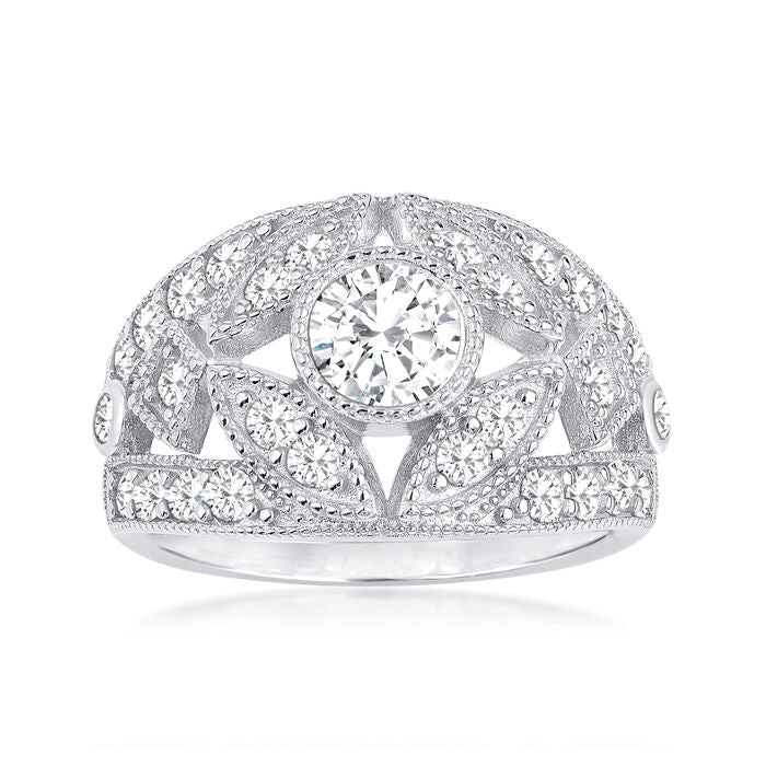 1.64 ct. Moissanite Round Sterling Silver Women Ring Size 9