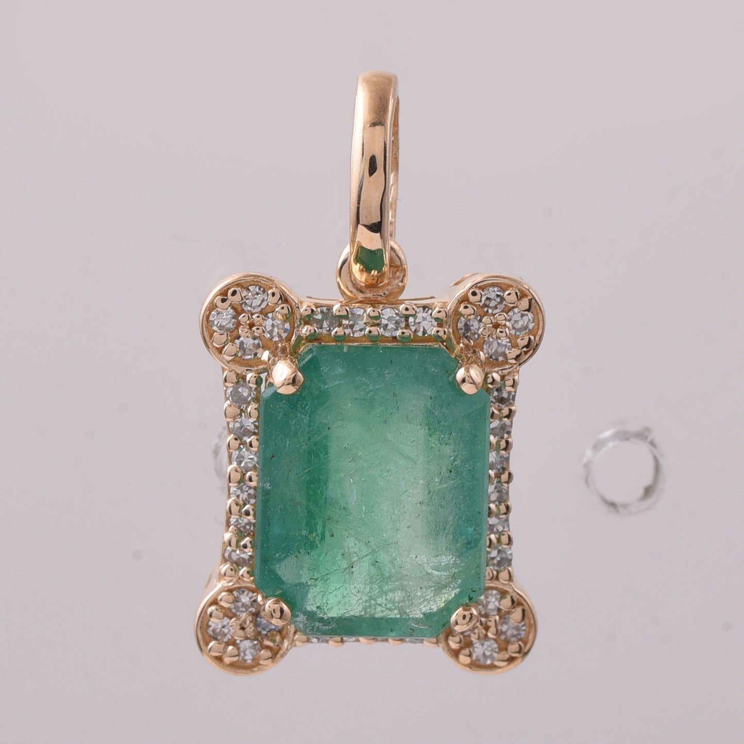 2.64 Ct Octagon Step Cut Natural Emerald 14K Gold Pendant