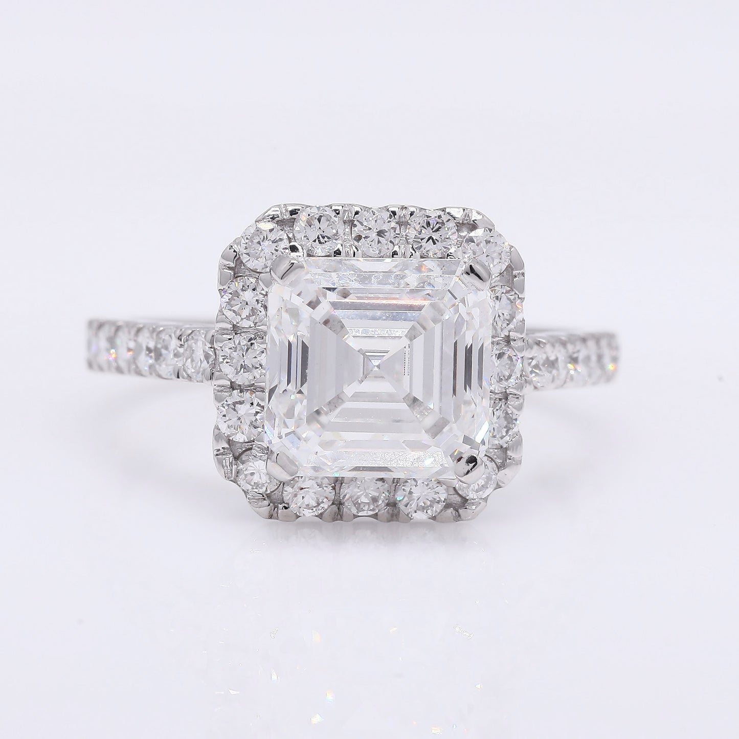 3.77 Ct Square Emerald Cut Lab Grown Diamond 950 Platinum Ring