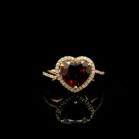 2.30 Ct Heart Mixed Cut Natural Garnet 14K Gold Ring