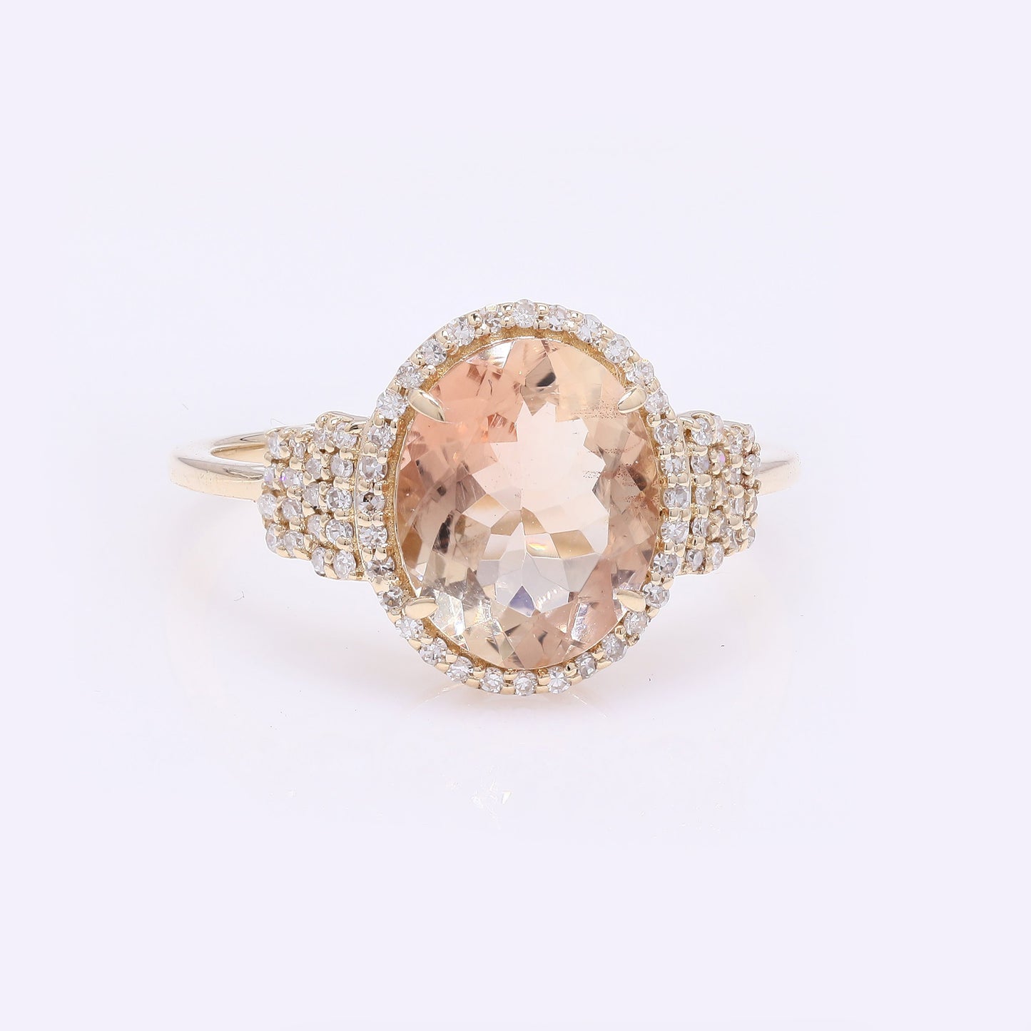 2.41 Ct Oval Mixed Cut Natural Plagioclase Feldspar Sunstone 14K Gold Ring