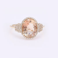 2.41 Ct Oval Mixed Cut Natural Plagioclase Feldspar Sunstone 14K Gold Ring