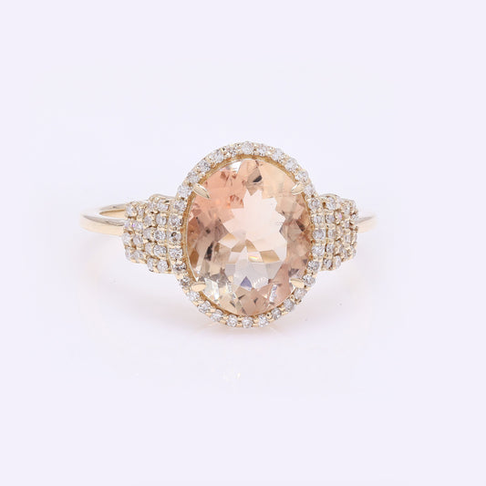 2.41 Ct Oval Mixed Cut Natural Plagioclase Feldspar Sunstone 14K Gold Ring