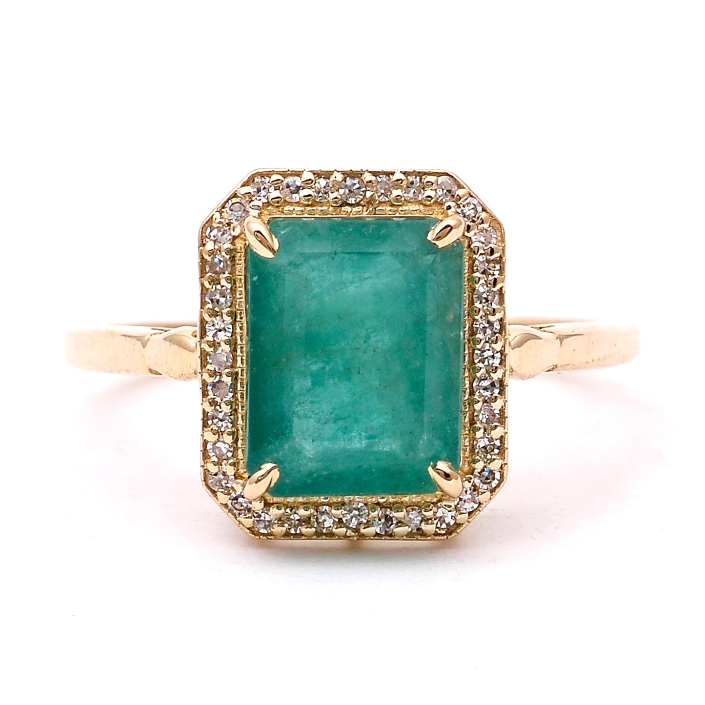 2.72 Ct Octagon Natural Emerald 14K Gold Ring