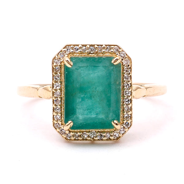 2.72 Ct Octagon Natural Emerald 14K Gold Ring